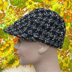 Y2K Laundry by Design Cabbie Hat Black/ White Tweed